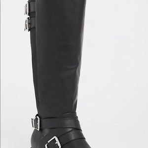 Black Buckle Boots with wide calf